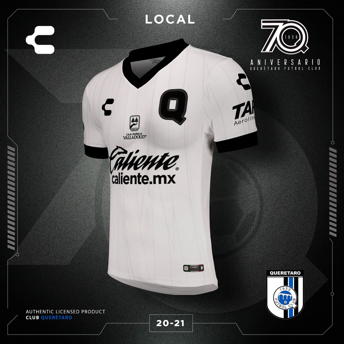 Camisa Charly Fútbol de Gallos de Querétaro 2020-21 (pequenos defeitos)