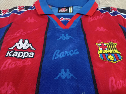 Espetacular Camisa do Barcelona - Home - 1995/1997 - Giovanni - Mangas Longas