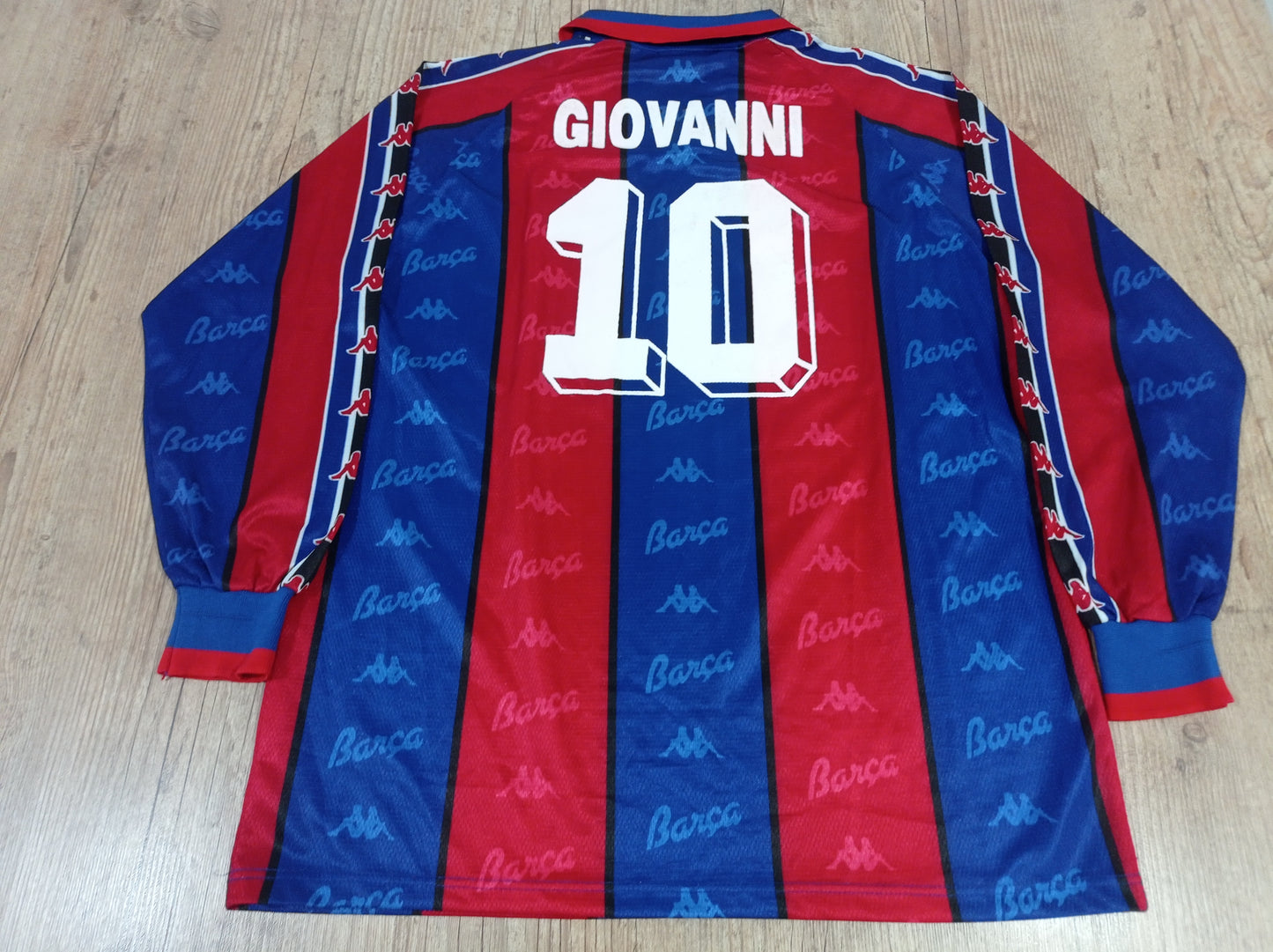 Espetacular Camisa do Barcelona - Home - 1995/1997 - Giovanni - Mangas Longas