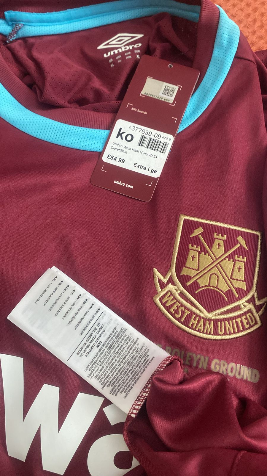 2015-16 West Ham 'Boleyn Ground' Home Shirt XL