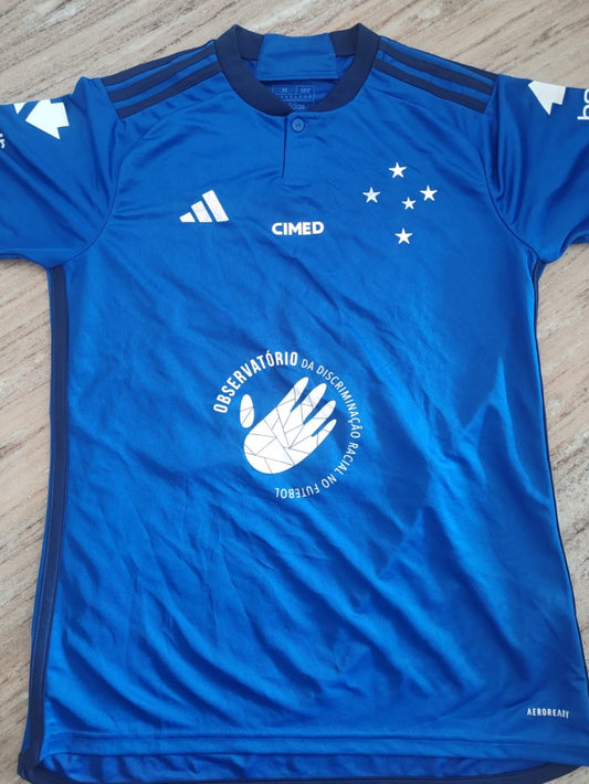 Camisa Cruzeiro Adidas preparada Mineiro 2024 M Villalba patrocinio especial